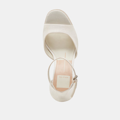 PANDRO WIDE HEELS WHITE SATIN