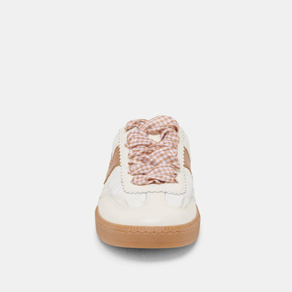 NOTICE SLIDE SNEAKERS WHITE PINK EYELET